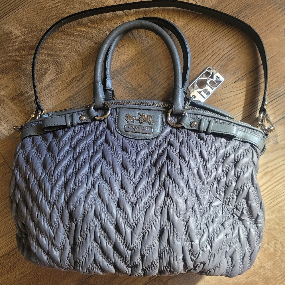 NWOT Coach Madison Satchel Grey Quilted 70th Anniversary Limited Edition